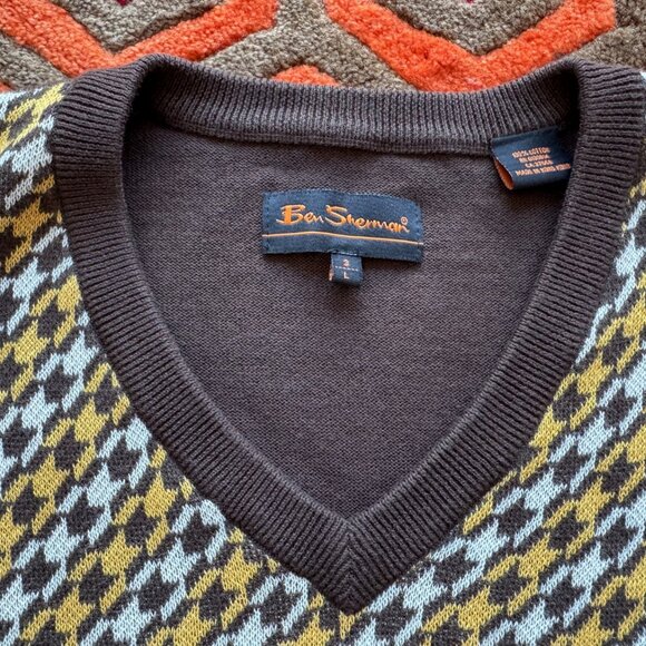 MAKE OFFER! Ben Sherman Sweater Pullover Houndstooth Dogtooth Men's size 3 Large - Picture 3 of 4
